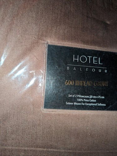 Hotel Balfoue 2 federe standard marroni 100% cotone 600 fili 50 x 75 - Foto 3 di 5