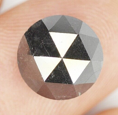 8.99 Ct Natural Loose Round Rose Cut Black Faceted Beautiful Engagement Diamond