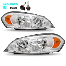 For 2006-2013 Chevy Impala 06-07 Monte Carlo Chrome Halogen Headlights Headlamps