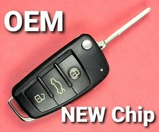 OEM Audi Keyless Entry Flip Key 4B Trunk w/ New Chip FCC ID: IYZ-3314