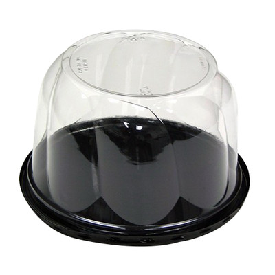 Pactiv PWP APET Plastic Cake Container Black/Clear, 7.75'' Diameter | 100/Case