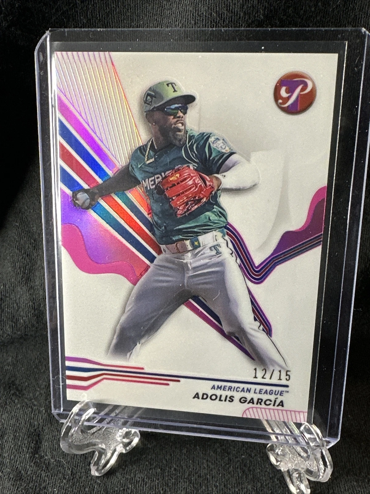 2024 Topps Pristine Adolis Garcia Pink Refractor /15 Texas Rangers #267