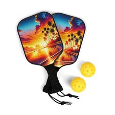 Sunset Pickleball Set for Beach Lovers  Vibrant Paddle  Ball Kit, ... 