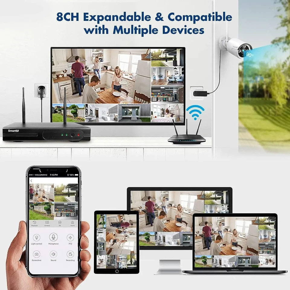 2.5K H.265+ NVR 4pcs 5MP camera Plug-in Security Instant Alert Camera System+2TB - Image 2 of 4