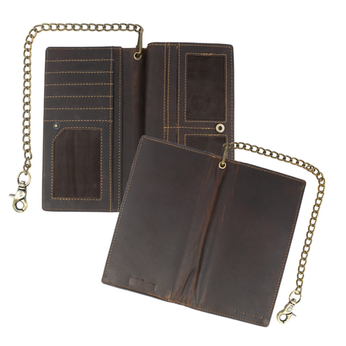 Men's Hunter Leather Wallets Bifold Trifold RFID Blocking Checkbook Cover - Picture 10 of 90