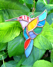 Stained Glass Hummingbird Suncatcher Ornament Mulitcolor Great Gift 