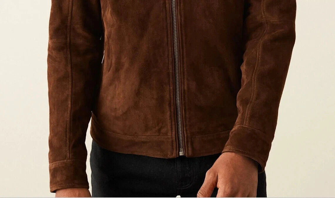 Veste marron en daim cheap