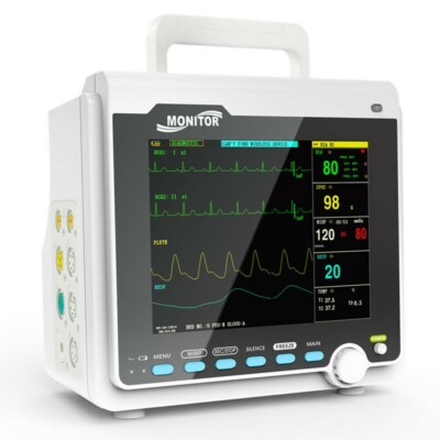 8'' Patient Monitor w/ ECG, NIBP, SpO2, Respiration, Temp, Pulse Rate