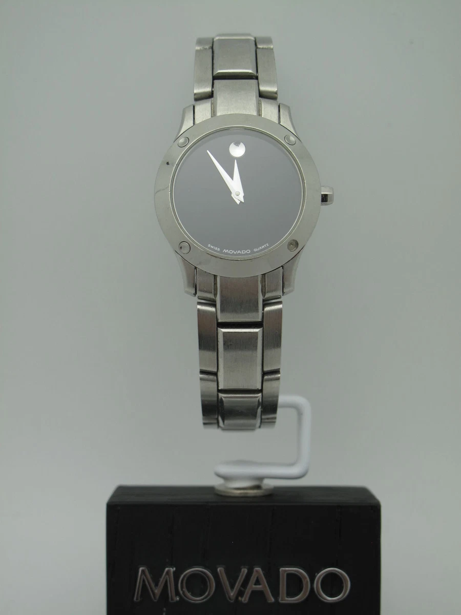 Movado Ladies Black Dial Stainless Steel Bracelet Watch 0604061 | eBay 