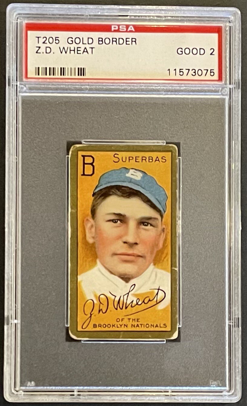 1911 T205 Zach Zack Wheat, Brooklyn Superbas, HOF, PSA 2