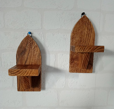 Handgefertigtes Paar Holz alter Stil marokkanische Wandleuchter Wandkerzenhalter