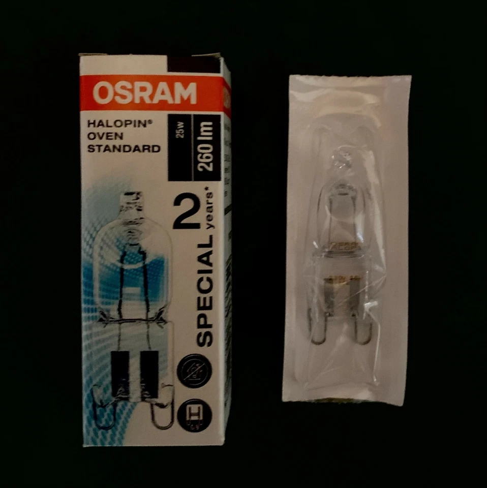 Osram 25w Oven Bulb Lamp Cooker Appliance Light G9 2700k Halogen Halopin 260lm