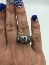 Stunning Sterling Silver Three Stone 925 Cocktail Clear Cz Stone Ring 120