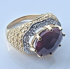 925 STERLING SILVER VERMEIL RUBY AND CZ RING SIZE 7