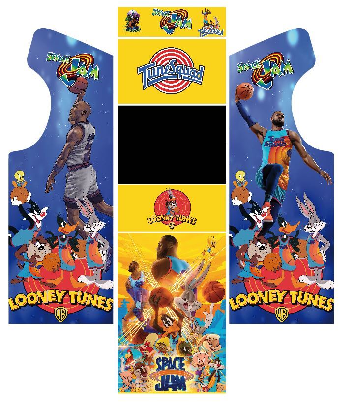 Autocollants Borne Arcade Space Jam pour Rénover un Meuble Mame Abîmé