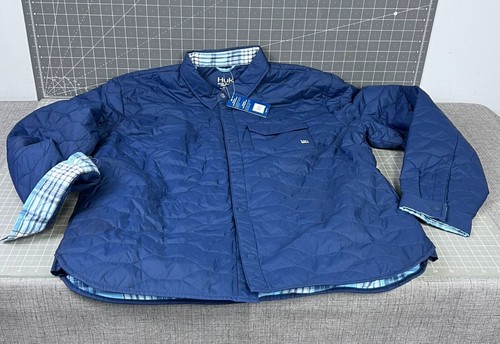 Huk Men's Tarpon Quilted Insulated Lined Shacket Jacket Sz L Blue NEW~~ - Picture 1 of 7