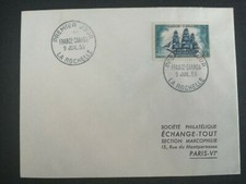 FRANCE PREMIER JOUR FDC YVERT 1035 VOILIER CAPRICIEUSE 30F LA ROCHELLE 1955