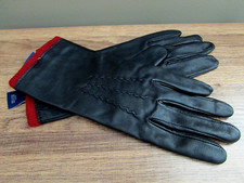 Falls Creek wrist black leather red fleece lined gloves-large-NWOT