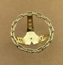 NEW! VINTAGE 5" LONG BICYCLE LOWRIDER STEEL CHAIN STEERING WHEEL IN GOLD.