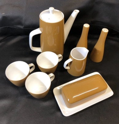 Lot of Mikasa Cera-Stone: Coffee Pot, S&P, Butter Dish, 3 Coffee Cups, Creamer