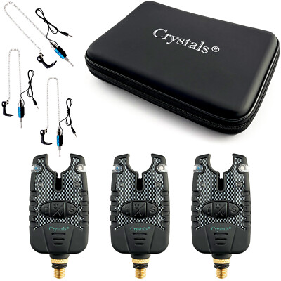 Carp Fishing Bite Alarm and illuminated Swinger Set Blue LED Volume tone Case