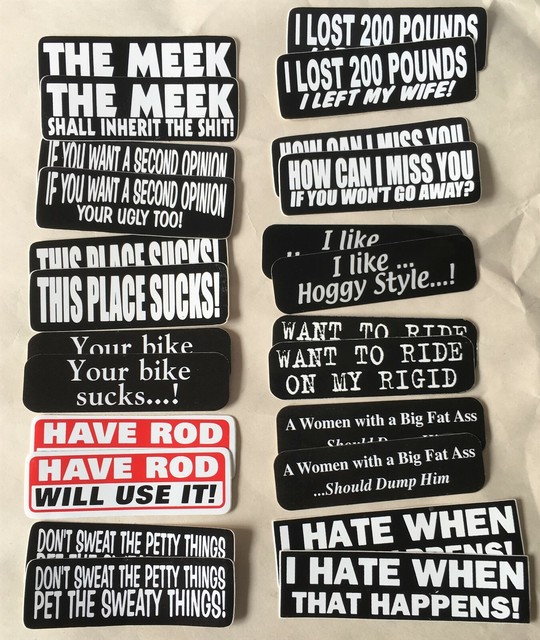 Lot of 24 Biker Helmet Decal stickers Rude Funny Window bumper sticker