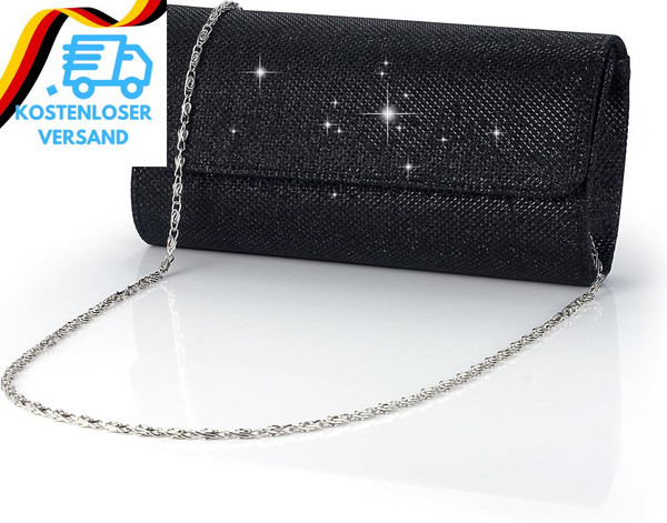 Tolenre Damen Clutch Abendtasche Silber Glitzer Kettentasche Elegante Envelope T-image