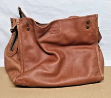 American Leather Co Triple Entry Hobo Satchel Shoulder Bag Brown
