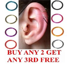 Sterling Silver Cartilage Earring Tragus Nose Ring Eyebrow Ear Hoop Piercing
