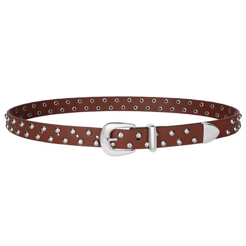 Women's Leather Belt Fashion Punk Studded Belt for Women for Jeans Pants Dresses - Picture 12 of 13