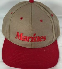 United States Marine Corps 1-800-Marines Nissin Cap Hat Vintage Tan Red Colored