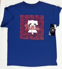 MLB Philadelphia Phillies Baseball Boy  s M 10/12 Blue Cotton T-Shirt NWT 17.99