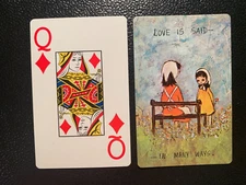 Swap Playing Cards  LOVE IS SAID IN MANY WAYS   Queen of Diamonds  HOYLE USA