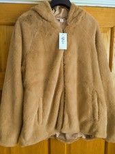 Faux Fur  Gold Hooded Jacket Coat Size S/m Bnwt Style & Co Boho Mix