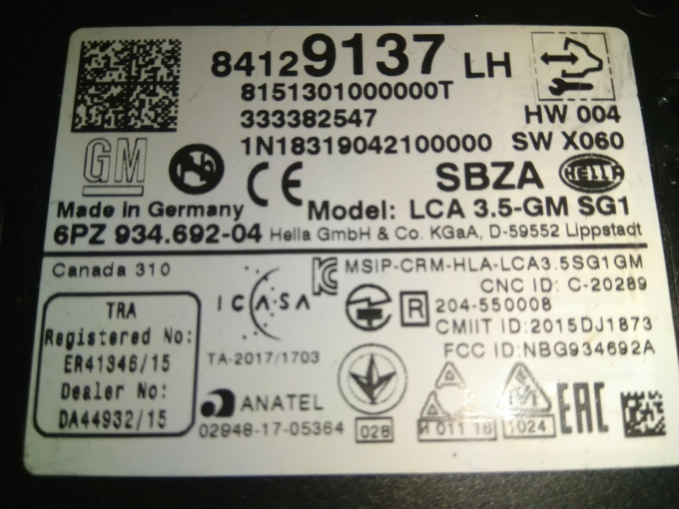 STEUERGERÄT SPURWECHSELASSISTENT RADARSENSOR GM OPEL INSIGNIA B 84129137 LINKS - Bild 3 von 4