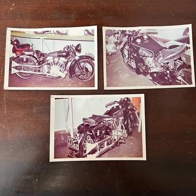 Vintage 1960's LOT of 3 Photographs Brough Superior SS100 Motorcycle 3 x 5