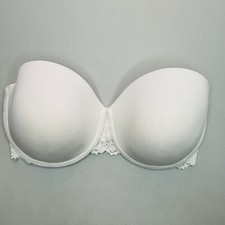 Wacoal Push Up Strapless Bra 34DD White Satin Padded Cup Underwire 854191