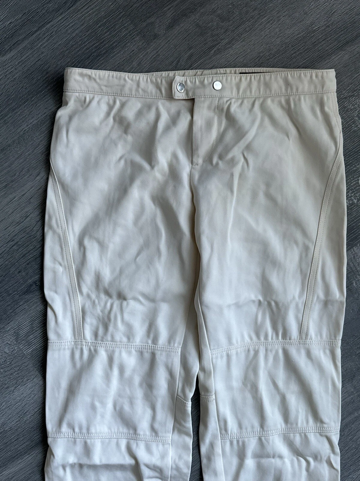Pantalon femme vintage Gucci Tom Ford blanc coton polyamide logo acier taille 38