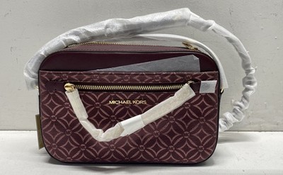 Michael Kors Oxblood Multi Jet Set Large East West Zip Chain Crossbody Bag NWT