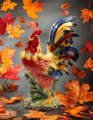 Ceramic Red Rooster Statue, Home Décor, Gift for Her, Gift for Mom, Kitchen Déco