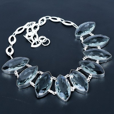 Alexandrite Quartz Gemstone 925 Sterling Silver Gift Jewelry Necklace 18'' VJ 297