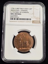 1796 Great Britain Middlesex - General Token D&H-1020 NGC UNC Details (Z-1295)