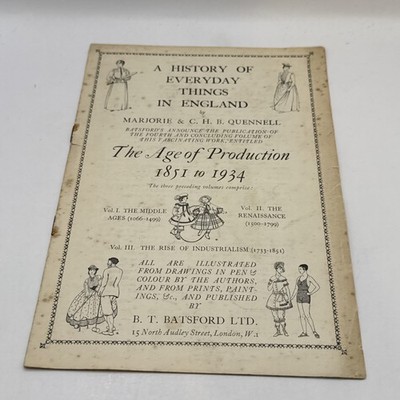 VINTAGE VERLAGSHEFT ZEIGT EINE GESCHICHTE DER ALLTÄGLICHEN DINGE IN ENGLAND 