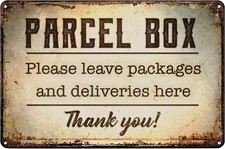 Tin Metal Signs Home D cor 8x12 Mail Parcel Box Notice Leave Deliveries Packages