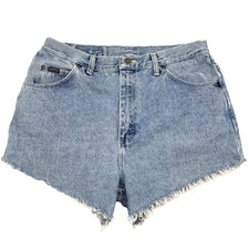 Vintage 90s Lee Riders Light Wash High Rise Cut-off Denim Shorts 14P 32x3.5"