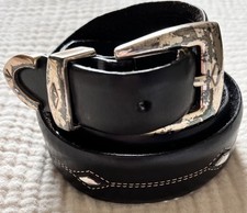 Brighton Denver Diamond Black Leather Belt 30 P3503 Men s Size 30 Studded 1.25"