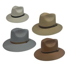 Men s Panama Style Summer Hat High-End Woven Beach Fedora with 3 Brim 4 Cr