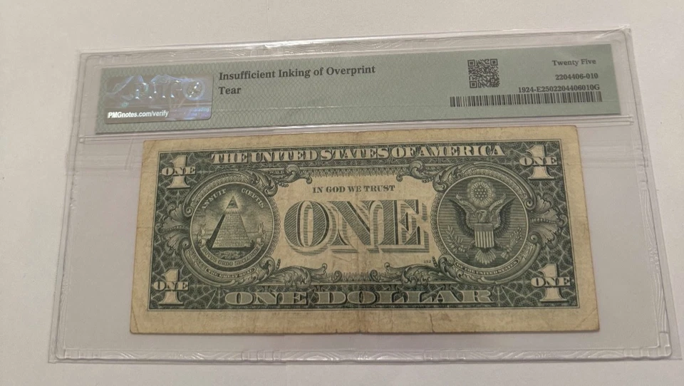1999 E  Star Note Ink Error  One Dollar Bill certified-one dollar bill ink error - Image 2 of 4
