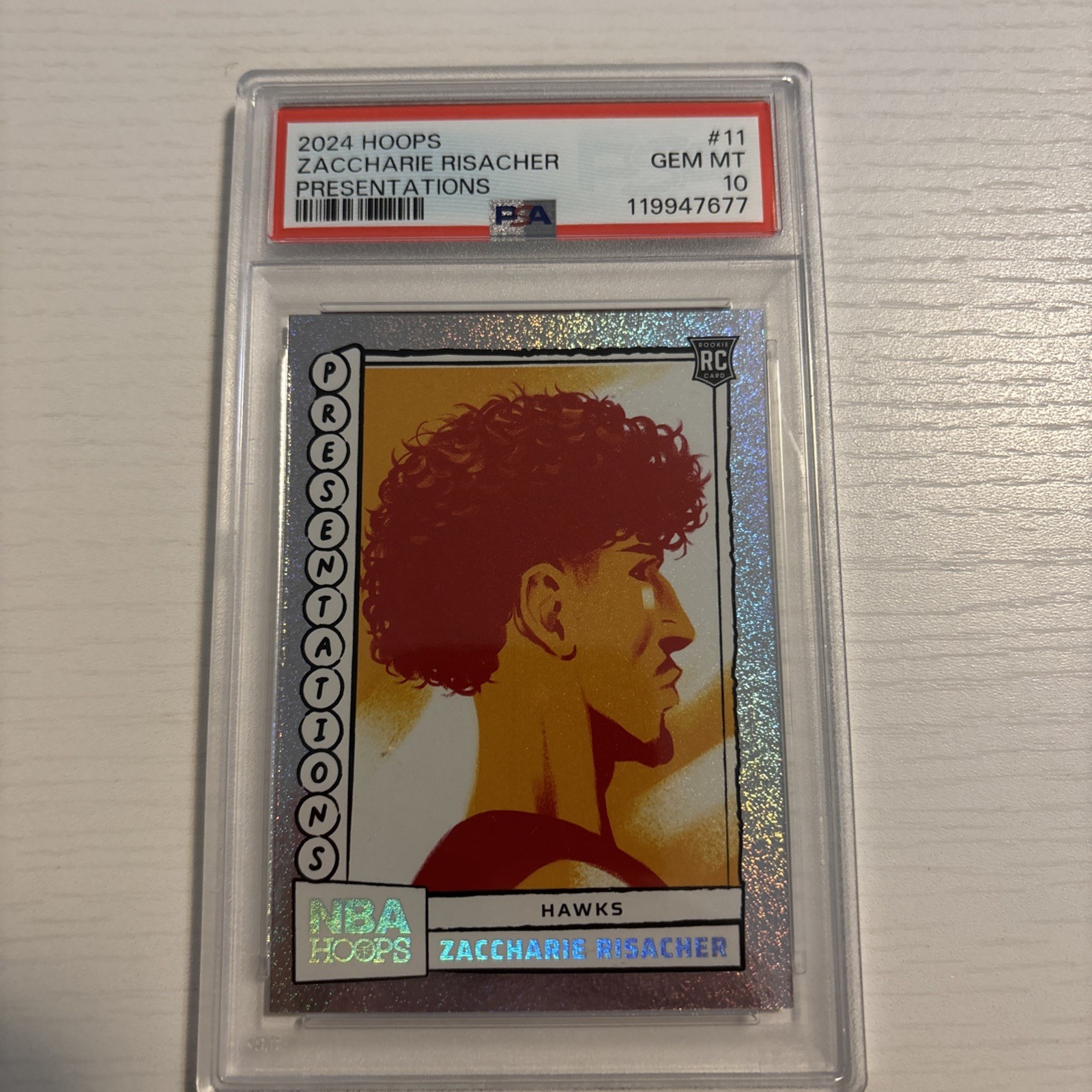 2024-25 NBA Hoops Zaccharie Risacher RC #11 Presentations SP Case Hit PSA 10