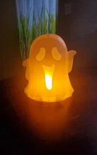 VERY BRIGHT Light Up 7" Ghost Blow Mold Looking Plastic - LED Flameless Flicker